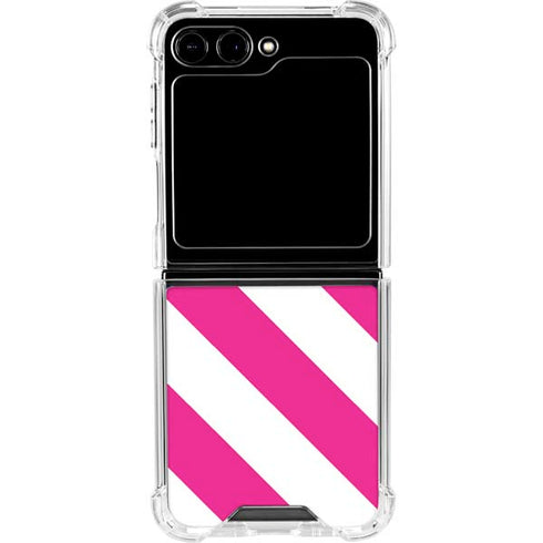 Pink and White Geometric Stripes Galaxy Z Flip5 5G Clear Case