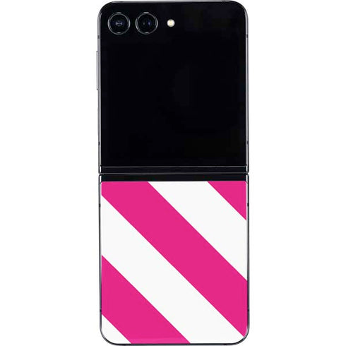 Pink and White Geometric Stripes Galaxy Z Flip5 5G Skin