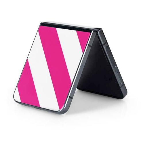 Pink and White Geometric Stripes Galaxy Z Flip5 5G Skin