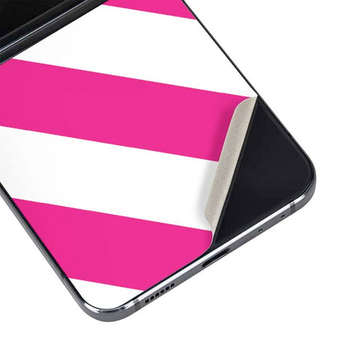 Pink and White Geometric Stripes Galaxy Z Flip5 5G Skin