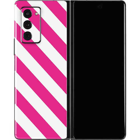Pink and White Geometric Stripes Galaxy Z Fold2 5G Skin