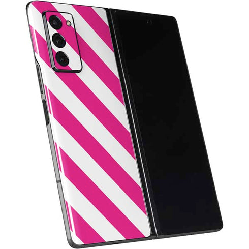 Pink and White Geometric Stripes Galaxy Z Fold2 5G Skin