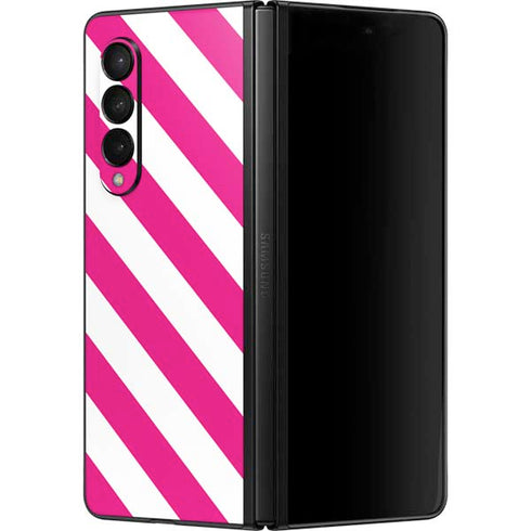 Pink and White Geometric Stripes Galaxy Z Fold3 5G Skin