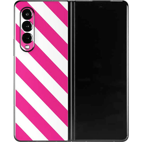Pink and White Geometric Stripes Galaxy Z Fold3 5G Skin