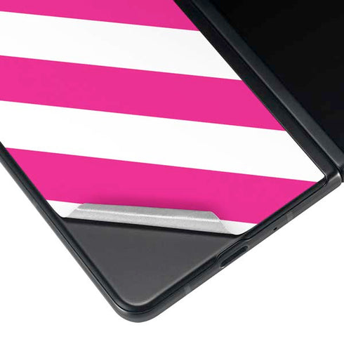 Pink and White Geometric Stripes Galaxy Z Fold3 5G Skin