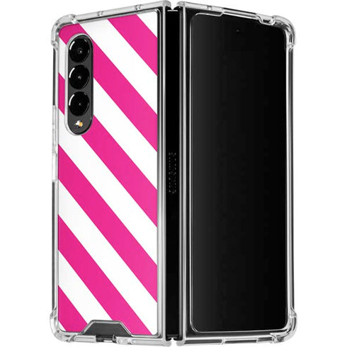 Pink and White Geometric Stripes Galaxy Z Fold4 5G Clear Case