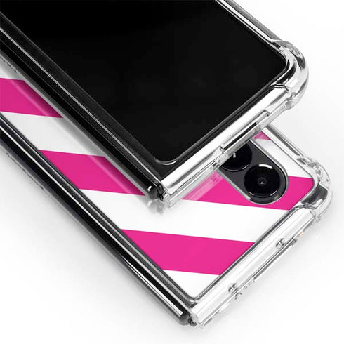 Pink and White Geometric Stripes Galaxy Z Fold4 5G Clear Case