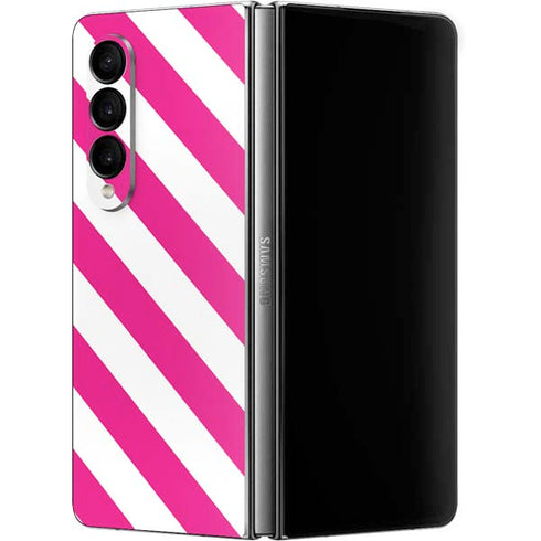 Pink and White Geometric Stripes Galaxy Z Fold4 5G Skin
