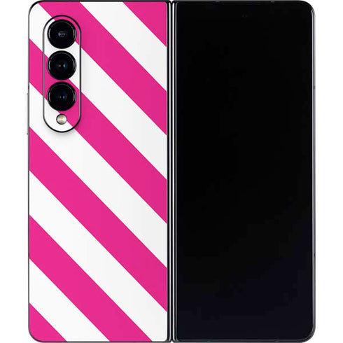 Pink and White Geometric Stripes Galaxy Z Fold4 5G Skin