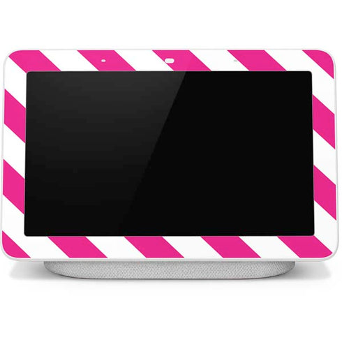 Pink and White Geometric Stripes Google Home Hub Skin