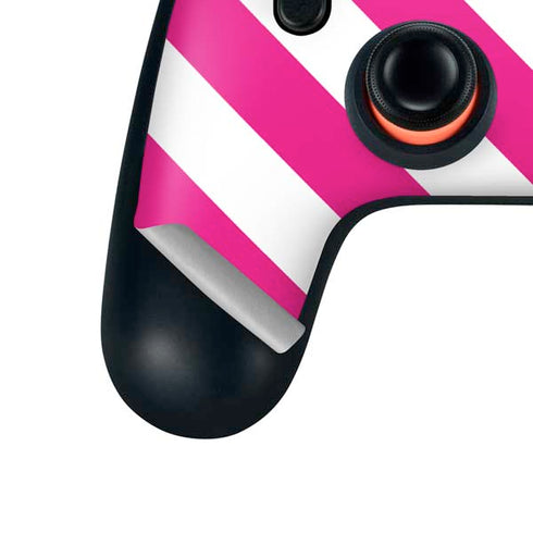 Pink and White Geometric Stripes Google Stadia Controller Skin