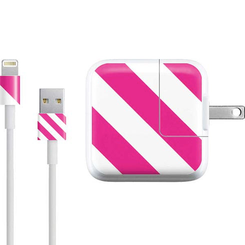 Pink and White Geometric Stripes iPad Charger (10W USB) Skin