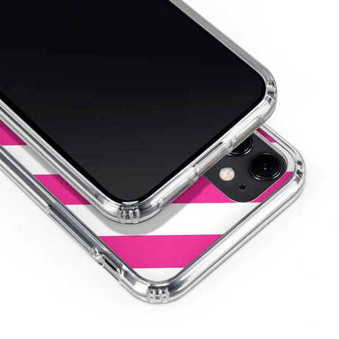 Pink and White Geometric Stripes iPhone 11 Clear Case