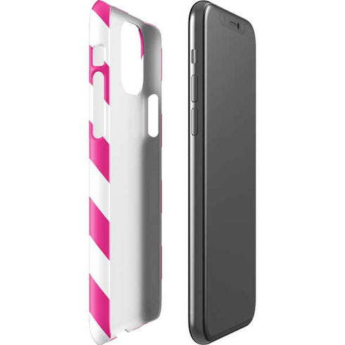 Pink and White Geometric Stripes iPhone 11 Pro Lite Case