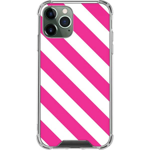 Pink and White Geometric Stripes iPhone 11 Pro Max Clear Case