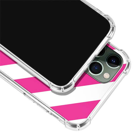 Pink and White Geometric Stripes iPhone 11 Pro Max Clear Case