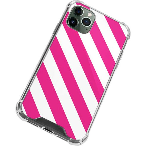 Pink and White Geometric Stripes iPhone 11 Pro Max Clear Case