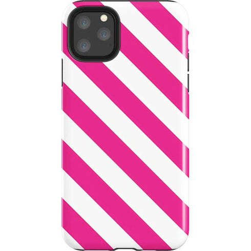 Pink and White Geometric Stripes iPhone 11 Pro Max Impact Case