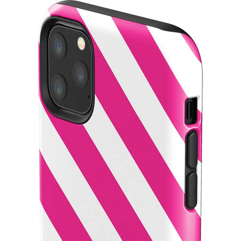 Pink and White Geometric Stripes iPhone 11 Pro Max Impact Case