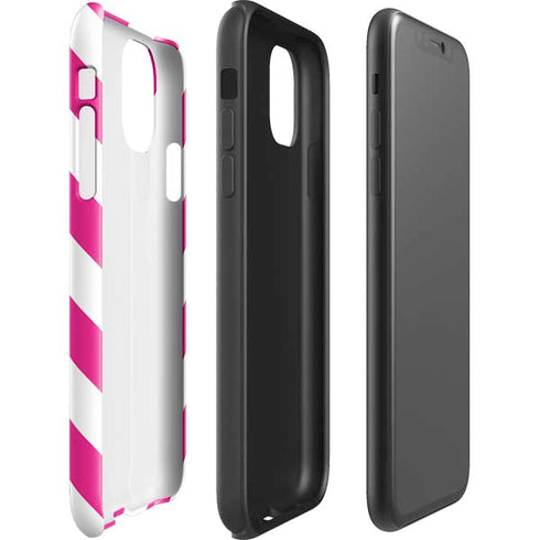 Pink and White Geometric Stripes iPhone 11 Pro Max Impact Case