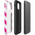 Pink and White Geometric Stripes iPhone 11 Pro Max Impact Case