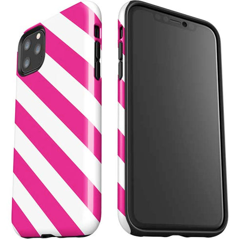 Pink and White Geometric Stripes iPhone 11 Pro Max Impact Case