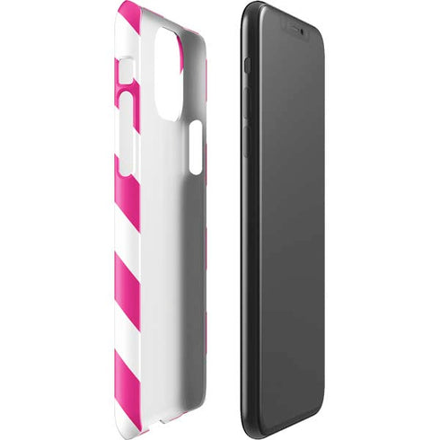 Pink and White Geometric Stripes iPhone 11 Pro Max Lite Case