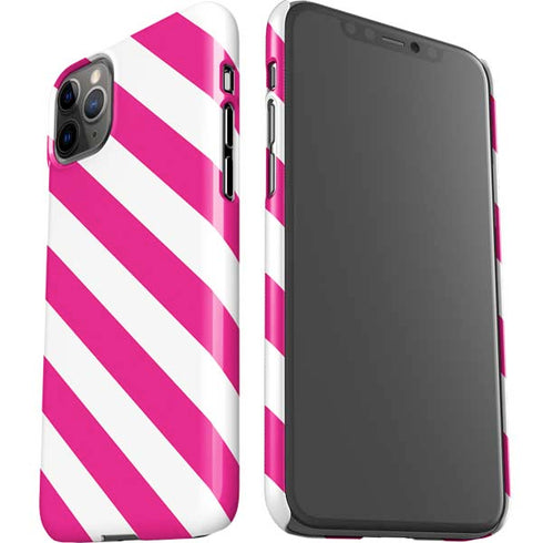 Pink and White Geometric Stripes iPhone 11 Pro Max Lite Case