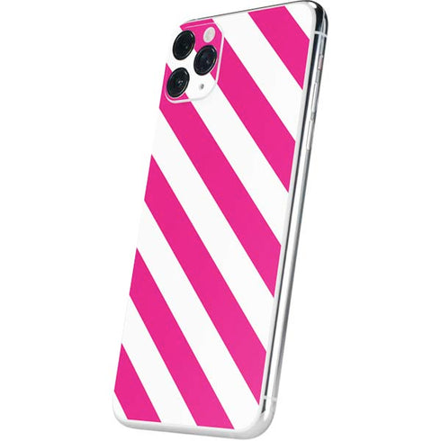 Pink and White Geometric Stripes iPhone 11 Pro Max Skin
