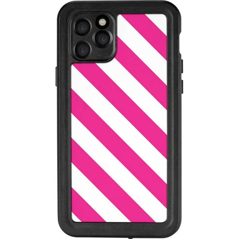 Pink and White Geometric Stripes iPhone 11 Pro Waterproof Case
