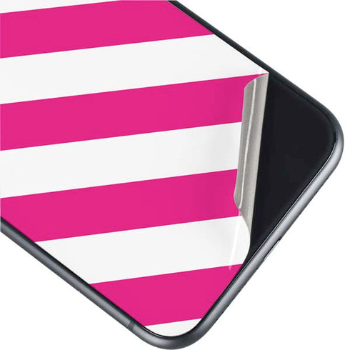 Pink and White Geometric Stripes iPhone 11 Skin