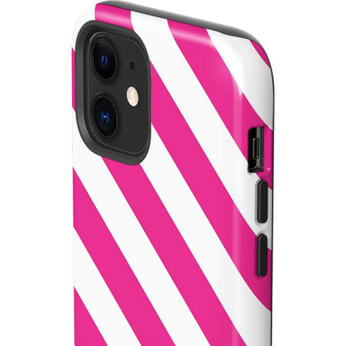 Pink and White Geometric Stripes iPhone 12 Impact Case