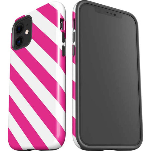 Pink and White Geometric Stripes iPhone 12 Impact Case