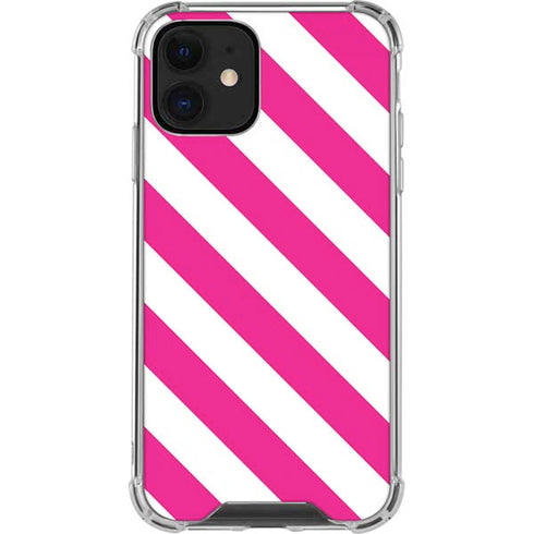 Pink and White Geometric Stripes iPhone 12 Mini Clear Case
