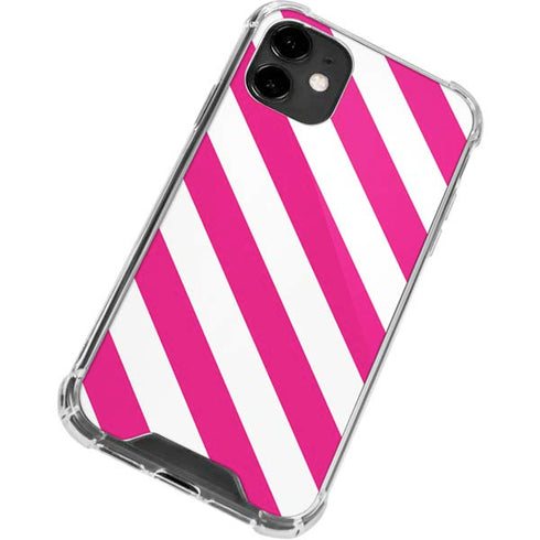 Pink and White Geometric Stripes iPhone 12 Mini Clear Case