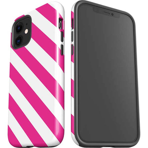 Pink and White Geometric Stripes iPhone 12 Mini Impact Case