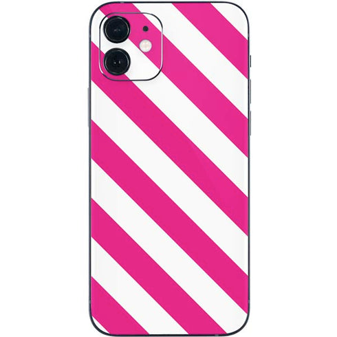 Pink and White Geometric Stripes iPhone 12 Mini Skin