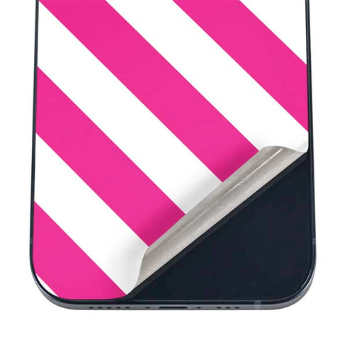 Pink and White Geometric Stripes iPhone 12 Mini Skin