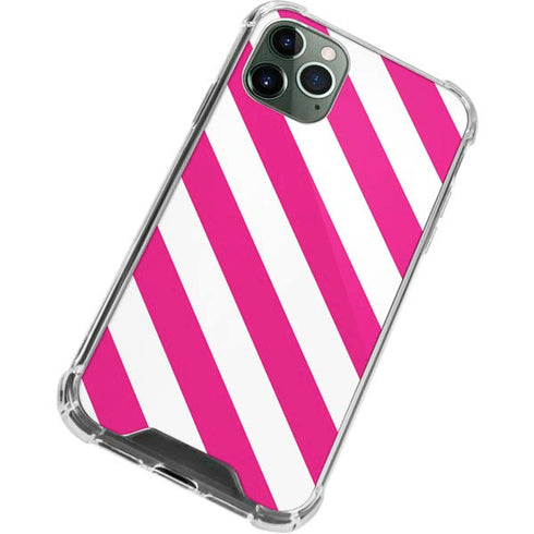 Pink and White Geometric Stripes iPhone 12 Pro Clear Case
