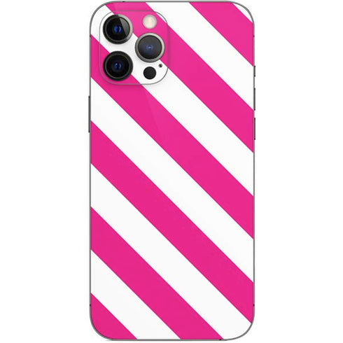 Pink and White Geometric Stripes iPhone 12 Pro Max Skin