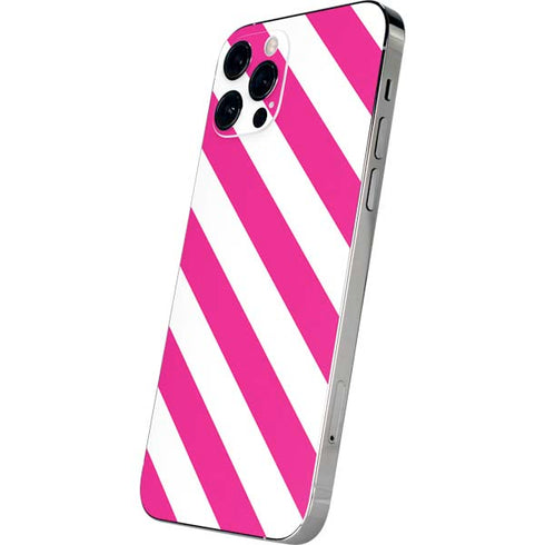 Pink and White Geometric Stripes iPhone 12 Pro Max Skin