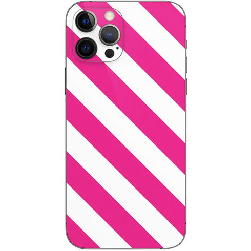 Pink and White Geometric Stripes iPhone 12 Pro Skin