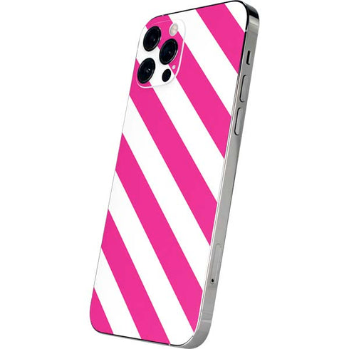 Pink and White Geometric Stripes iPhone 12 Pro Skin