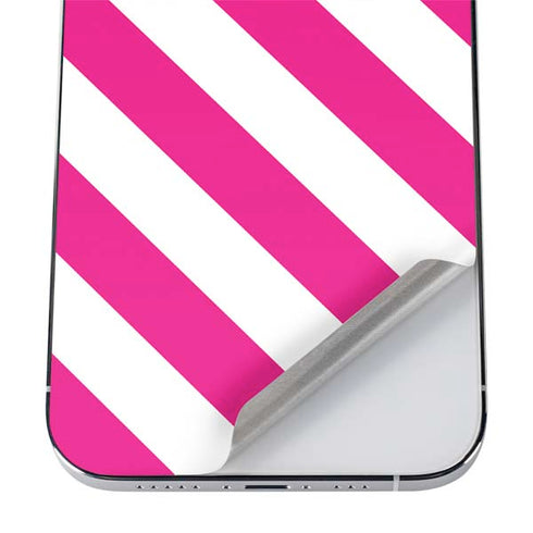 Pink and White Geometric Stripes iPhone 12 Pro Skin