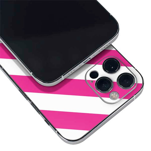 Pink and White Geometric Stripes iPhone 12 Pro Skin