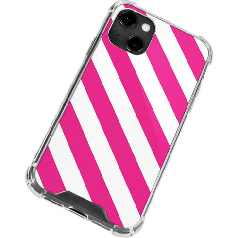 Pink and White Geometric Stripes iPhone 13 Clear Case