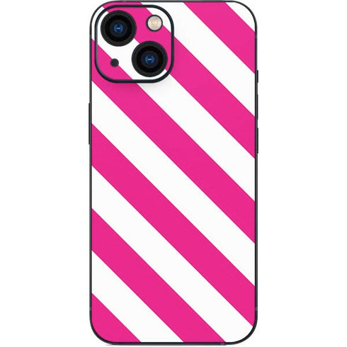 Pink and White Geometric Stripes iPhone 13 Mini Skin