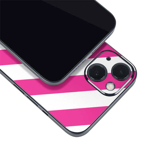Pink and White Geometric Stripes iPhone 13 Mini Skin