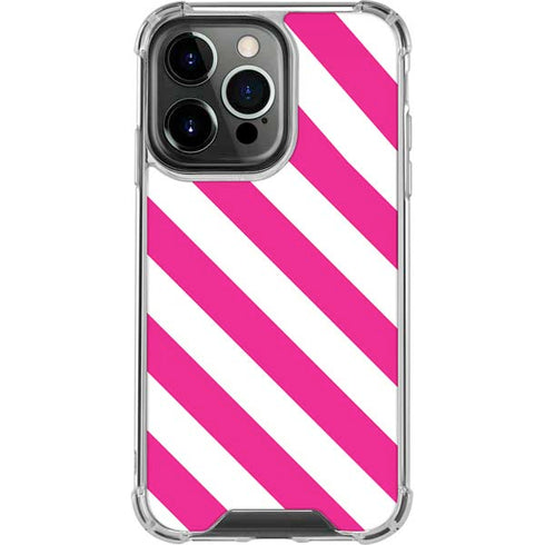 Pink and White Geometric Stripes iPhone 13 Pro Clear Case