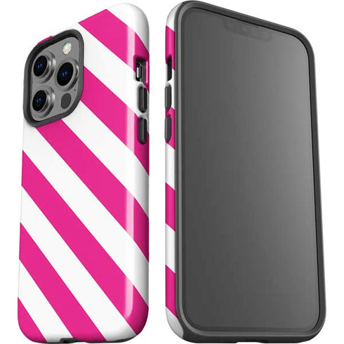 Pink and White Geometric Stripes iPhone 13 Pro Impact Case